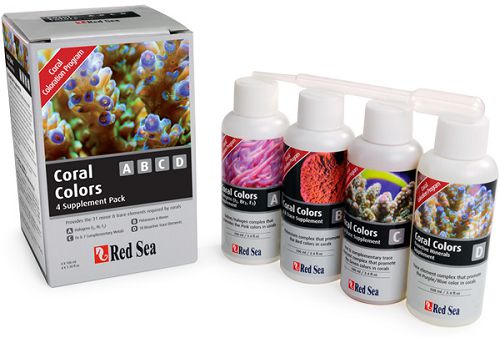 Red Sea Coral Colors ABCD набор добавок для усиления цветов кораллов, 4x100 мл