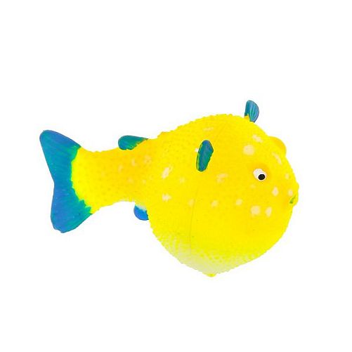 Флуоресцентная аквариумная декорация GLOXY Рыба шар на леске желтая, 8х5х5,5 см
