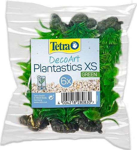Растение пластиковое мини Tetra DecoArt Plant XS Green Refill зеленое, 6 см, 6 шт.