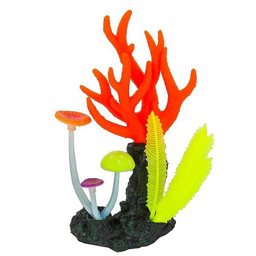 Флуоресцентная аквариумная декорация GLOXY Морские кораллы розовые, 14х6,5х21 см