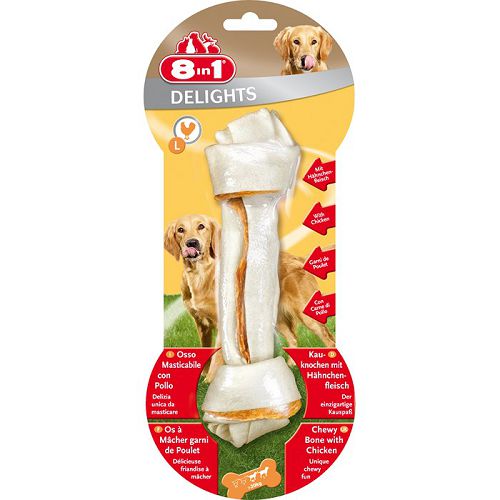 8in1 Delights Bone Курица жевательная коcточка для собак, обернутая сыромятной кожей