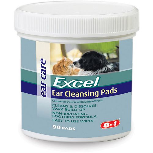 8in1 Excel Ear Cleansing Pads Гигиенические салфетки для ушей кошек и собак, 90 шт.