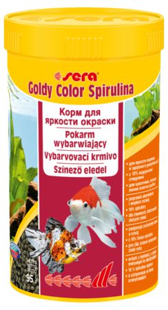 Основной корм Sera GOLDY Color Spirulina для яркой окраски золотых рыб, гранулы 250 мл