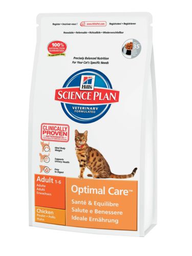 Корм Hill's Science Plan Adult Optimal Care для взрослых кошек, с курицей