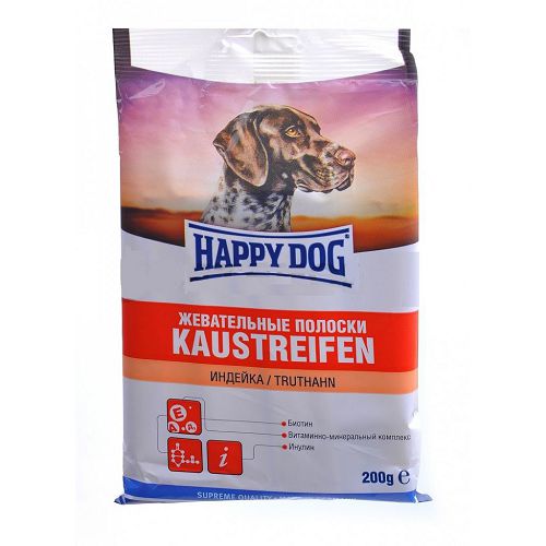 Жевательные полоски HAPPY DOG Индейка для собак, 200 г