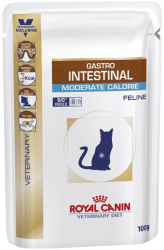 Диета Royal Canin GASTRO INTESTINAL MODERATE CALORIE для кошек при нарушении пищеварения, 100 г