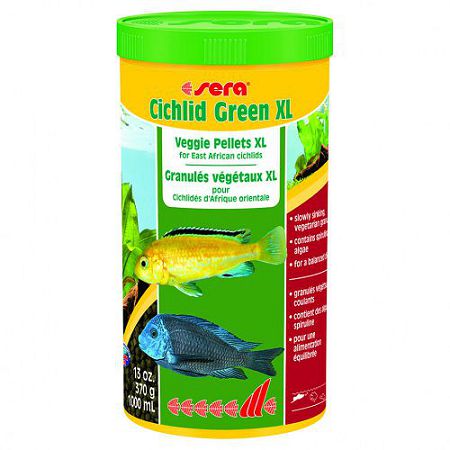 Основной корм Sera CICHLID GREEN XL для крупных растительноядных цихлид, гранулы 1 л