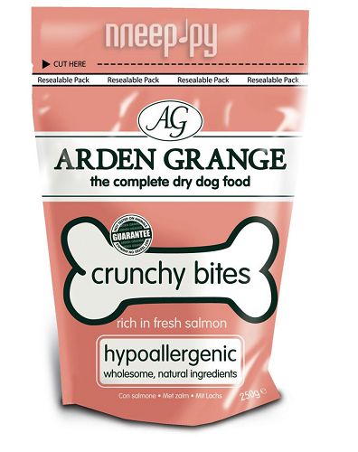Лакомство Arden Grange Crunchy Bites rich in fresh salmon для собак, с лососем, 0,25 кг