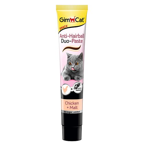 Паста Gimcat "Anti-Hairball Duo" для выведения шерсти кошек, курица+солод, 50 г