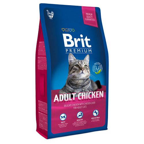 Корм Brit Premium Cat Adult Chicken для взрослых кошек, курица и печень