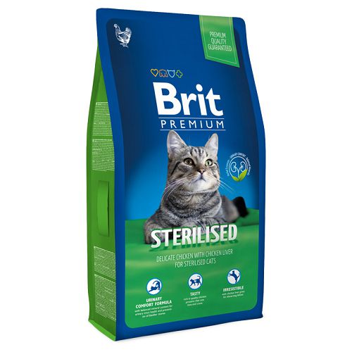 Корм Brit Premium Cat Sterilised для кастрированных котов, курица и печень