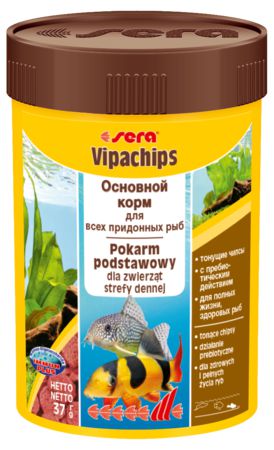 Основной корм Sera VIPACHIPS для придонных рыб, чипсы 100 мл