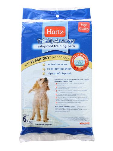 Пеленки впитывающие HARTZ Puppy Training Pads для щенков и взрослых собак, 56х56 см, 6 шт.