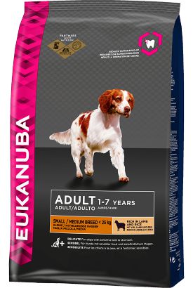 Корм Eukanuba Adult Small & Medium для чувствительных собак мелких и средних пород, ягненок с рисом
