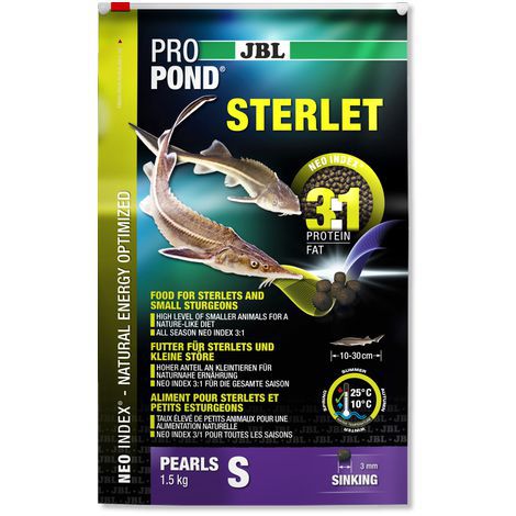 Корм JBL ProPond Sterlet S основной для мелких осетровых рыб, гранулы 1,5 кг (3 л)