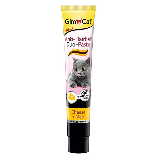 Паста Gimcat "Anti-Hairball Duo" для выведения шерсти кошек, сыр+солод, 50 г