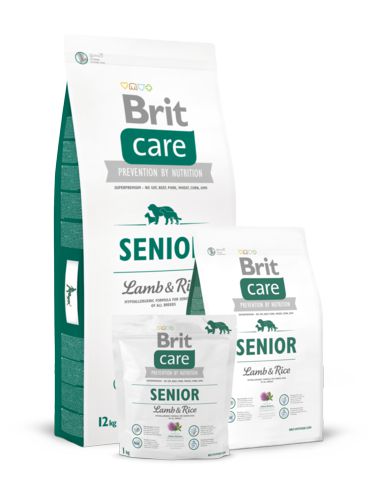 Корм Brit Care Senior All Breed для собак старше 7 лет, ягненок с рисом