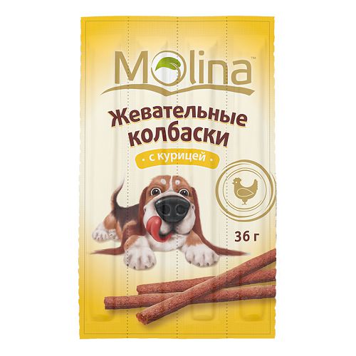 Жевательные колбаски Molina "С курицей" для собак, 36 г