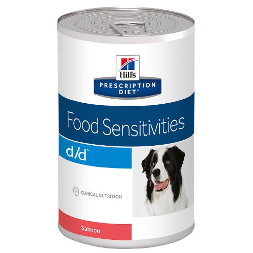 Диета Hill`s Prescription Diet d/d с Лососем для собак при пищевых аллергиях, панкреатитах, 370 г