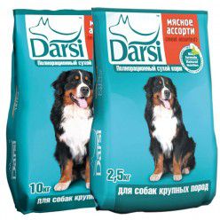 Корм Darsi сухой для собак крупных пород, мясное ассорти Корм Darsi сухой для собак крупных пород, мясное ассорти