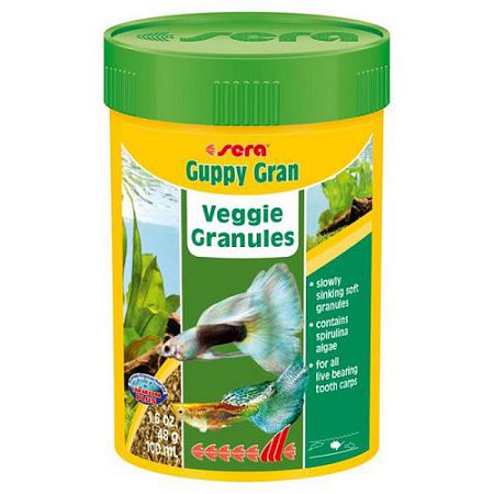 Растительный корм Sera Guppy Gran для рыб, гранулы 100 мл