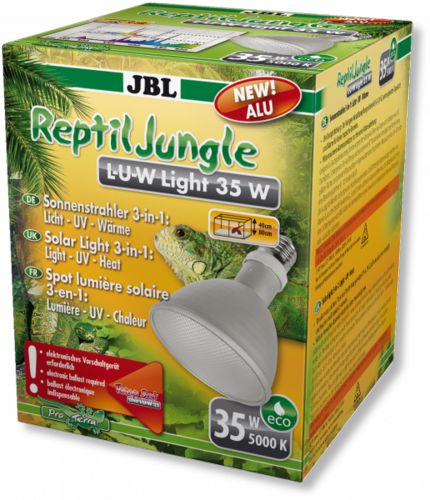 Широкоугольная спот-лампа JBL ReptilJungle L-U-W Light alu 35W для освещения и обогрева тропических террариумов, 35 Вт