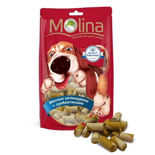 Лакомство Molina "Мясные цилиндрики с пребиотиками" для собак, 150 г