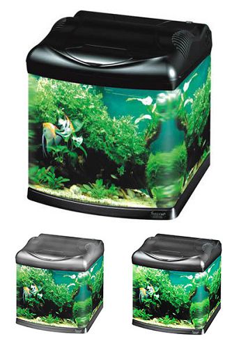 Аквариум Hailea с гнутыми передними углами/стеклом+фильтр RP-200, 30 л, черный от интернет-магазина STELLEX AQUA
