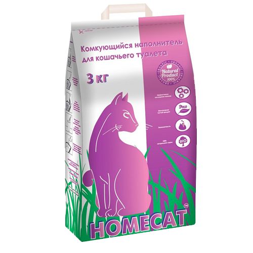 Наполнитель HOMECAT Комкующийся для кошачьего туалета, 3 кг