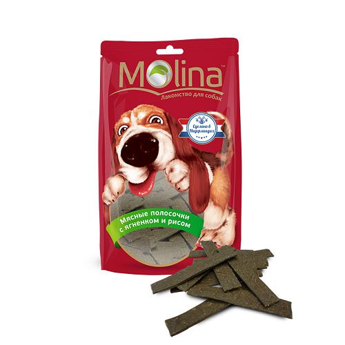 Лакомство Molina "Мясные полоски с ягненком и рисом" для собак, 200 г