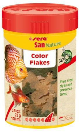 Основной корм Sera SAN NATURE для яркой окраски рыб, хлопья 100 мл