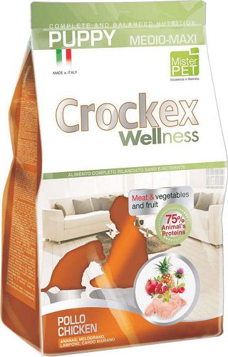 Корм PRIMORDIAL CROCKEX Wellness PUPPY MEDIUM-MAXI для щенков средних и крупных пород, курица, рис