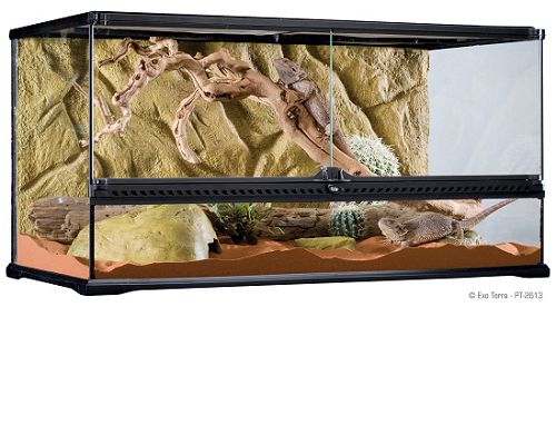 Exo Terra террариум из силикатного стекла с дверцами, покровной сеткой и декоративным фоном, 90х45х45 см
