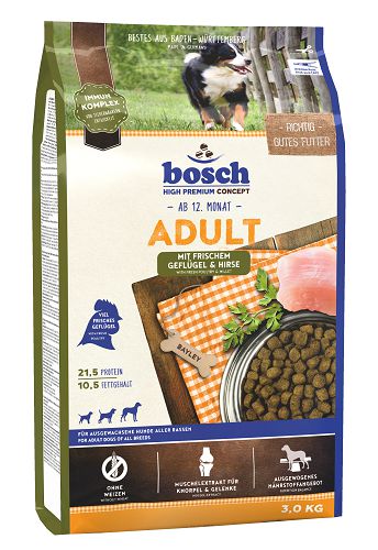 Корм Bosch Adult для взрослых собак со средней активностью, птица, просо
