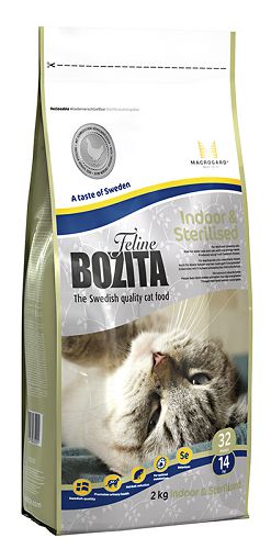 Корм BOZITA Feline Indoor&Sterilised 32/14 для растущих,взрослых и малоподвижных кошек
