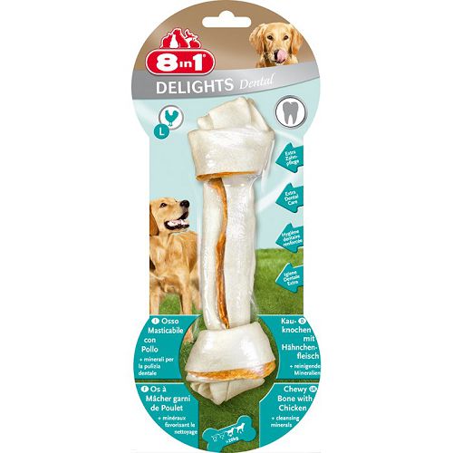 8in1 Delights Bone Дентал косточка для очистки зубов собак, с куриным мясом и семенами петрушки