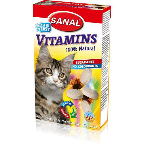 Витаминное лакомство SANAL ВИТАМИН для кошек, содержит В1, В2, В6, В12, 50 г