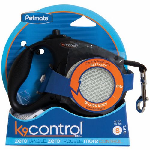 Поводок-рулетка Petmate K9 CONTROL ZERO SLACK RETRACTABLE LEASH SM для мелких собак, черный