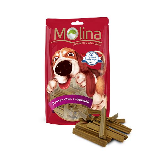 Лакомство Molina "Дентал стик с курицей" для собак, 140 г