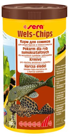 Основной корм Sera WELS CHIPS для придонных рыб, чипсы 1000 мл