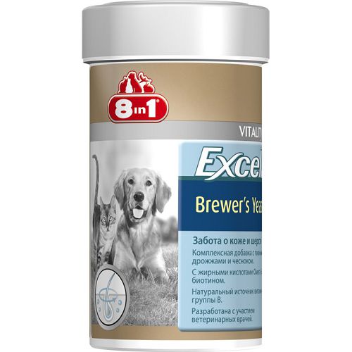 8in1 EXСEL Brewers Yeast Пивные дрожжи с чесноком для собак и кошек