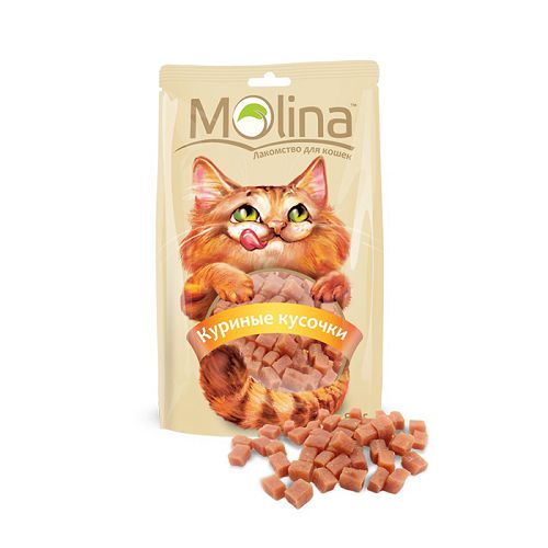 Лакомство Molina "Куриные кусочки" для кошек, 80 г