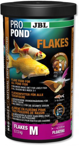 Корм JBL ProPond Flakes M для прудовых рыб среднего размера, хлопья 0,13 кг (1 л)