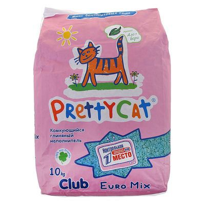 Наполнитель PrettyCat Euro Mix бентонитовый комкующийся для кошачьего туалета, с алоэ
