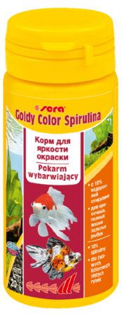 Основной корм Sera GOLDY Color Spirulina для яркой окраски золотых рыб, гранулы 50 мл