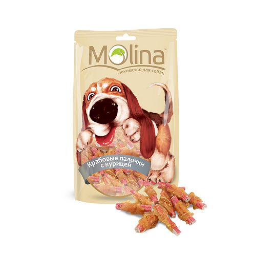 Лакомство Molina "Крабовые палочки с курицей" для собак, 80 г