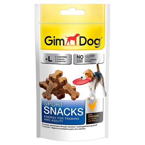 Лакомство Gimdog "Sportsnacks" дрессировочное для собак, курица+L-карнитин, 60 г