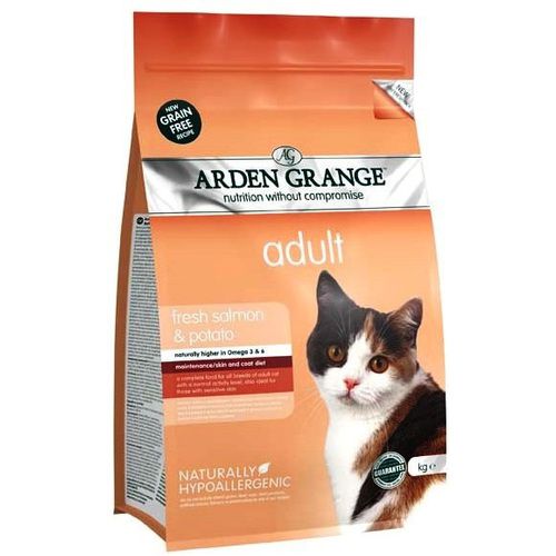 Корм Arden Grange Adult Cat Salmon&Potato беззерновой, для взрослых кошек, с лососем и картофелем