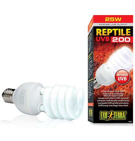 Лампа Exo Terra Reptile UVB200 Compact для пустынных и высоких террариумов, 25 Вт