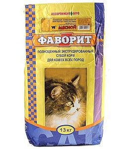 Корм Фаворит Мясное ассорти для кошек, 13 кг